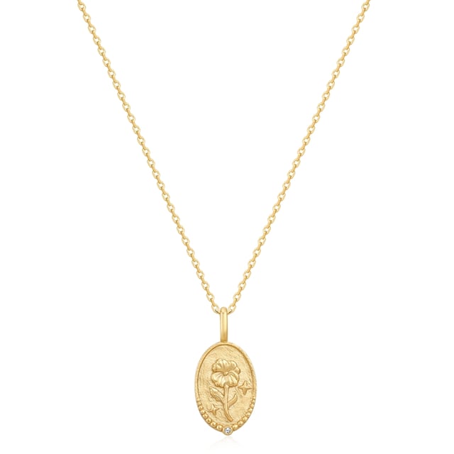 Are you looking for a piece of jewelry with a personal touch? Then the birth flower necklace from the Glanzstücken Munich label is perfect. The delicate, graceful violet with its great flowering power embodies the characteristics of its wearers born in February: they are considered gentle and considerate, but at the same time energetic and persistent. The floral zodiac sign is embossed as a 3D relief into an oval pendant and decorated with a sparkling zirconia crystal. The delicate anchor chain with an extension piece and spring ring clasp can be easily adjusted in length. The chain and pendant are made of sterling silver and finished with warm, shimmering yellow gold.