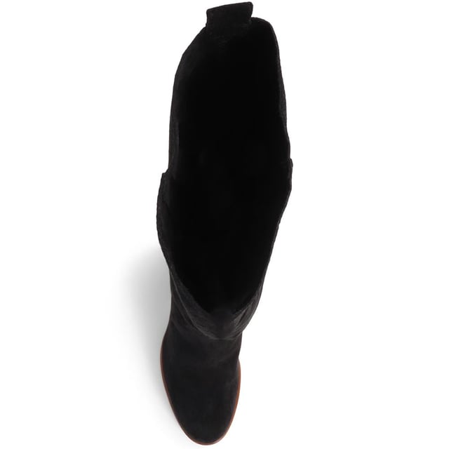 The new season sees the return of knee-high boots, crafted in rich tactile suede, the long boots are styled with a slouchy silhouette, ideal for layering under mid-length dresses. Created with an inside zip running up half of the boot and balanced on smooth block heels, Iona is for storming the city streets.

Calf Measurements:
Size 3: 350mm, Size 4: 360mm, Size 5: 370mm, Size 6: 380mm, Size 7: 390mm, Size 8: 400mm
 Leg Length: 40cm
 Top-Line Width: 17.2cm