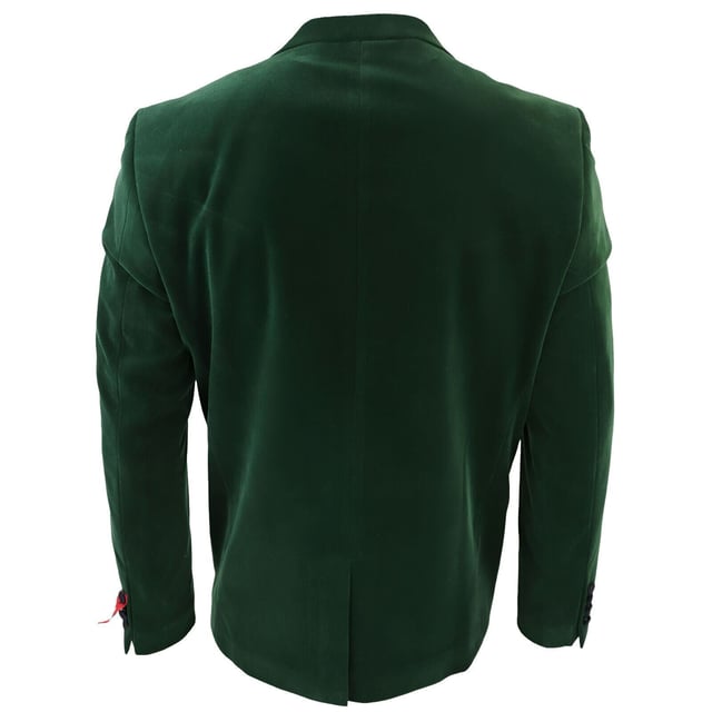 Elevate your style with this Mens Green Velvet Tuxedo Suit Jacket, tailored to perfection for a sharp and sophisticated look. Crafted in stunning red velvet, it features contrasting black satin peak lapels and matching satin buttons, along with a classic retro black satin round shawl lapel for that timeless elegance. Key Design Features:Premium Velvet Finish: The luxurious green velvet fabric exudes opulence and refinement, making a bold style statement.Contrasting Satin Accents: The black satin peak lapels and buttons provide a striking contrast, adding a touch of sophistication and flair.Classic Shawl Lapel: The round shawl lapel brings a classic and timeless element to the design, reminiscent of vintage Hollywood glamour.Tailored Fit: With a tailored fit that strikes a balance between slim and regular, this jacket ensures a modern, flattering silhouette.Versatile Formal Attire: Ideal for formal occasions such as weddings, proms, parties, and black-tie events, this tuxedo dinner jacket helps you stand out from the crowd with effortless style.Complete your formal ensemble with this exquisite velvet blazer, and discover even more styles and colors to suit your taste and occasion in our store.