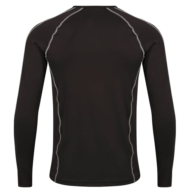 92% Polyester, 8% Elastane. Fabric: Stretch. Design: Contrast Trim. Neckline: Crew Neck. Sleeve-Type: Long-Sleeved. Fabric Technology: Hardwearing, Moisture Wicking, Quick Dry. Sustainability: Made from Recycled Materials.