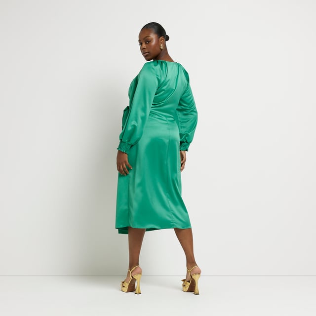 River island wrap long sleeve satin dress top