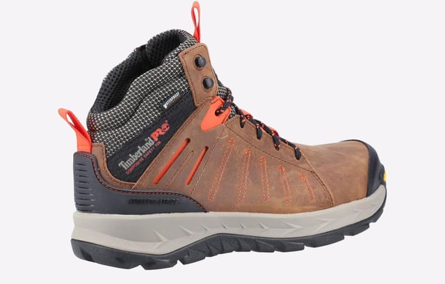 This sturdy men's work hiker from Timberland Pro is designed with Vibram rubber outsoles for stability and traction, and it also features waterproof protection from the in-built membrane.
- Leather upper
- Composite safety toe
- Waterproof membrane
- Secure lace fastening
- Puncture-resistant plate
- Anti-fatigue technology for shock absorption and energy return