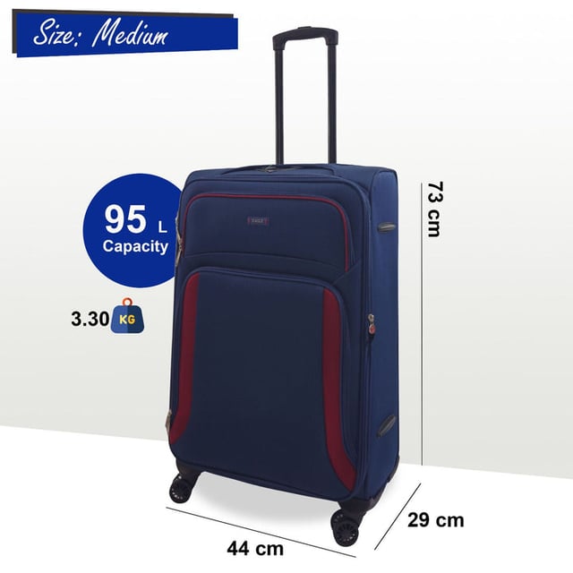 Embark on a Adventure with Our Exquisite 8-Wheel Luggage Set
AMAZING AIRLINE COMPATIBILITY: We understand that travellers may fly with many different airlines throughout their lifetime. That�s why we designed this cabin case so it is accepted on the vast majority of airlines throughout the UK, Europe & North America. Including easyJet, British Airways, Delta, Flybe, Lufthansa, Ryanair (Priority Boarding), Norwegian, Jet2, KLM, Virgin Atlantic and many more. (Please check with your airline before purchasing).

Key Features:

Eye-Catching Colours: Immerse yourself in the allure of paradise with a vibrant colour
Compact Cabin Size: Meets airline requirements for hassle-free boarding, featuring a roomy interior and maneuverable with a sturdy handle and 360-degree wheels.
Smooth 360 dual 8-wheel spinners for effortless mobility
Secure integrated 3-digit lock for enhanced security.
Constructed from ultra-strong Jacquard nylon 600D material for durability.
Self-locking telescopic handle and zip-around closure for easy use.
Indulge in the perfect blend of practicality and aesthetics with our Travel Collection - your passport to a seamless and stylish journey.
20 Inch Cabin Case - Size 55 x 40 x 20 cm Weight : 2.5Kg Capacity : 38 Litre
26 Inch Medium Case - Size 73 x 44 x 29 cm Weight : 3.3Kg Capacity : 95 Litre
29 Inch Large Case - Size 84 x 47 x 32 cm Weight : 4Kg Capacity : 127 Litre

Note: Please select preferred size. Sizes sold individually, not in sets.