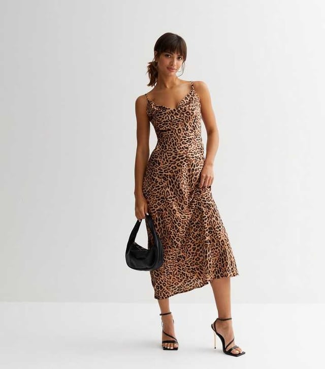 Leopard print cami midi on sale dress