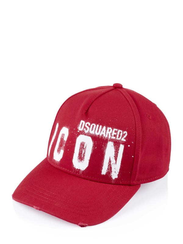 100% algodón; Tapa pulverizadora Icon Dsquared2;  Modelo: BCM0533-05C00001-M818;  Mano de obra de alta calidad;  Tamaño ajustable;  Sombra curva;  aspecto usado;  Detalles del logotipo de Dsquared2
