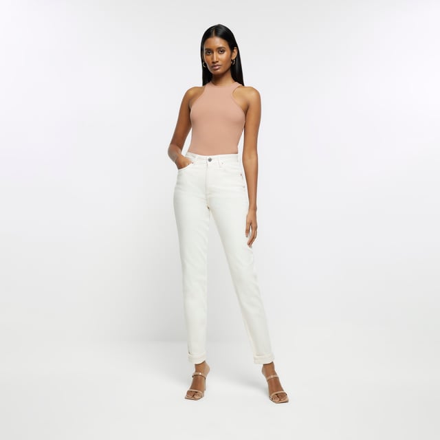 Ecru high waisted jeans discount
