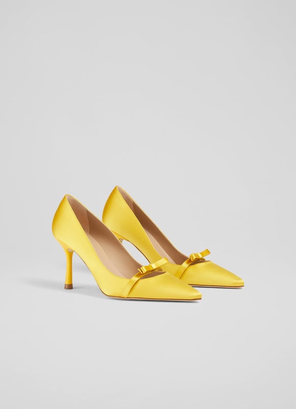 Yellow sales satin pumps