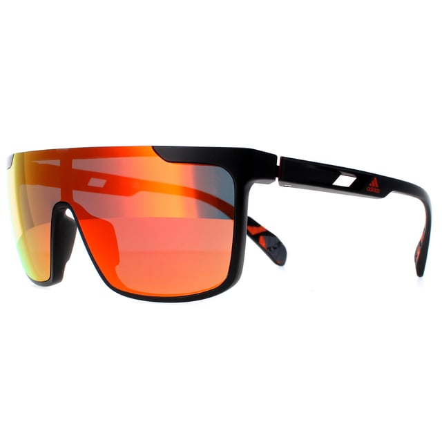 Las gafas de sol Adidas SP0020 02G negro mate naranja camuflaje contraste rojo espejo tienen un diseño elegante y atrevido, con una montura ligera y el icónico logotipo de Adidas en las patillas. La montura está hecha de acetato duradero y ligero que ofrece comodidad y durabilidad.