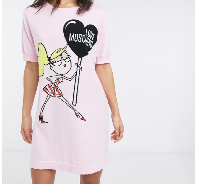 Womens Love Moschino Doll Print Jumper Dress In Pink