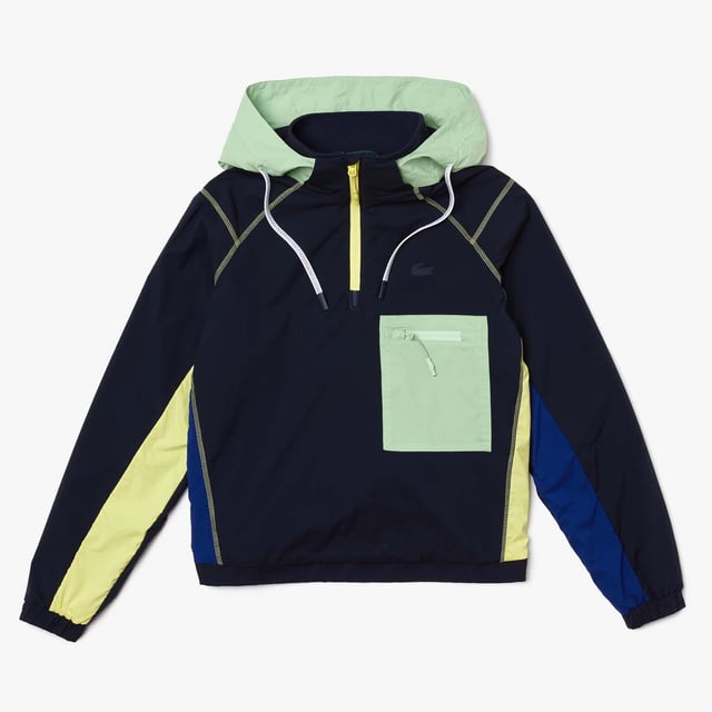 Women’s Colour-block Accents Pullover Windbreaker - Hood with adjustable drawstring and stoppers- Contrast zip fastening - Polyester and mesh lining - Contrast zip pocket in front - Elasticised wristbands and leg bottoms- Contrast details on sleeves and body- Flap in back with adjustable elasticised drawstring - Silicone crocodile- Ref: BF5682-AY3