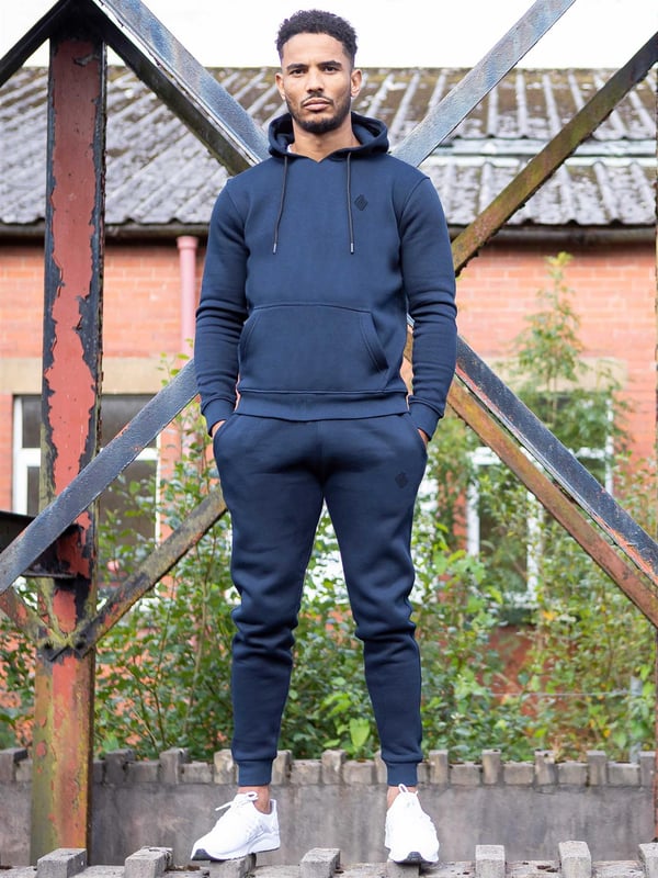 Enzo | Mens Pullover Hoodie Tracksuit Set - Navy