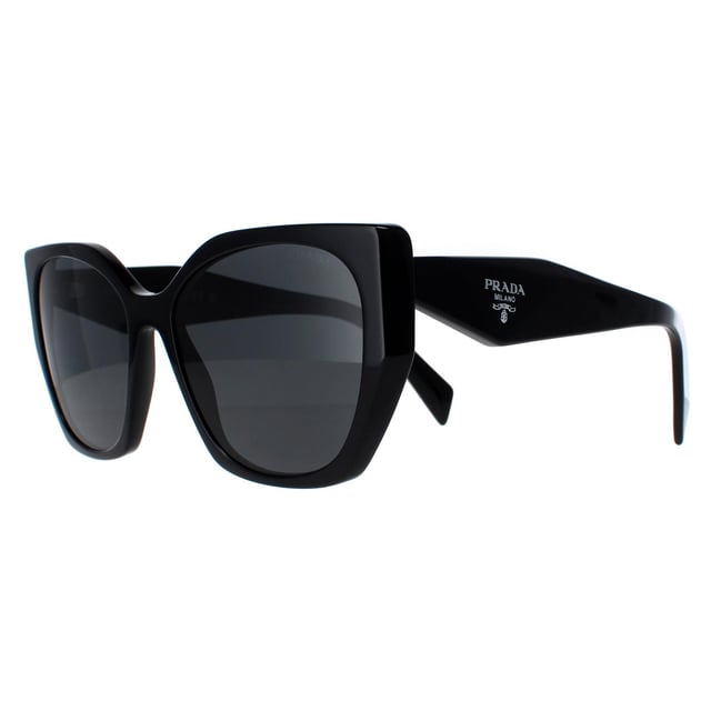 Prada Square Womens Black Dark Grey PR19ZS  Sunglasses are a modern design made of high-quality acetate material that ensures durability and comfort. The temples are adorned with the iconic Prada logo, adding a touch of sophistication. These sunglasses are perfect for any occasion, whether it's a day out in the sun or a night out on the town.