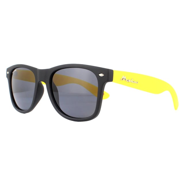 Montana Sunglasses MP40 F Black with Yellow Rubbertouch Black Polarized are a lightweight, wayfarer style frame which are designed with all day comfort in mind. The durable plastic frame have a contemporary appearance, yet classic shape which means they will look great across a wide range of face shapes and sizes. These Montana designer sunglasses have aspheric, polarized lens technology, exceptional for a frame of this price.