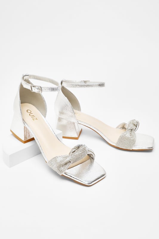 Quiz silver block heels new arrivals