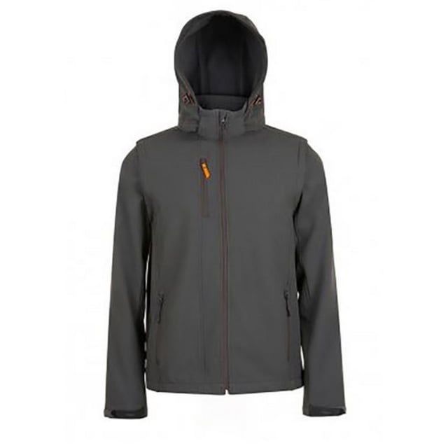Mens jacket. Waterproof 8000mm and breathable 1000g TPU membrane. Windproof. Micro fleece inner layer. Detachable adjustable peaked hood. Full length zip with inner storm flap. Detachable sleeves. One chest zip pocket and two front zip pockets with contrast zip pulls. Adjustable cuffs. Drawcord hem. Fabric: 95% Polyester, 5% Elastane Outer. Mens Chest (to fit inches): S(36/38), M(38/40), L(41/42), XL(43/44), XXL(45/47).