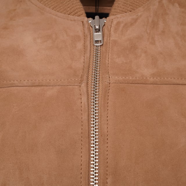 Barneys Originals Stone Goat Suede Bomber Jacket