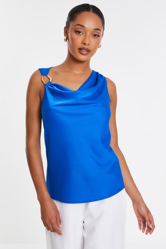 - Satin finish - Cowl neckline - One shoulder - Buckle detail - Model height: 5' 7" - Model wears uk 8 / us 4 / eur 3 - Always check the care wash label. cool hand wash with mild detergent