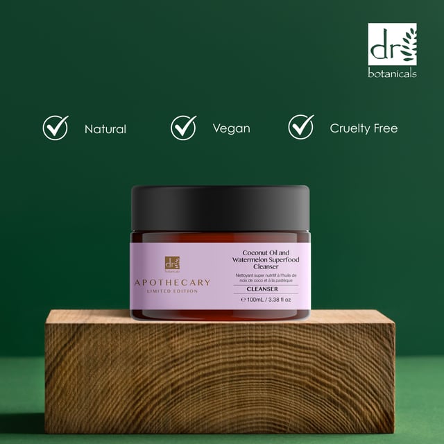 Dr Botanicals Coconut Oil and Watermelon Superfood Cleanser is a refreshing daily cleanser that is rich in antioxidants and natural botanical extracts. It gently cleans and helps prevent imperfections without drying out the skin. Indulge in this clean beauty formula for healthy, glowing skin.