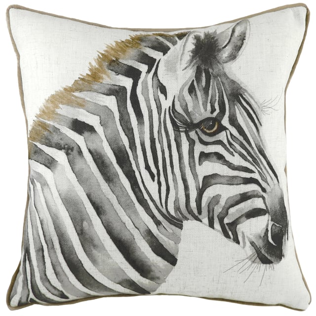 Bring the African jungle to your interior with this Safari inspired cushion. With a beautiful watercolour painting of one of Africa's most distinctive animals, this cushion will sit perfect within any contemporary home with its neutral colour palette and soft piped edging.