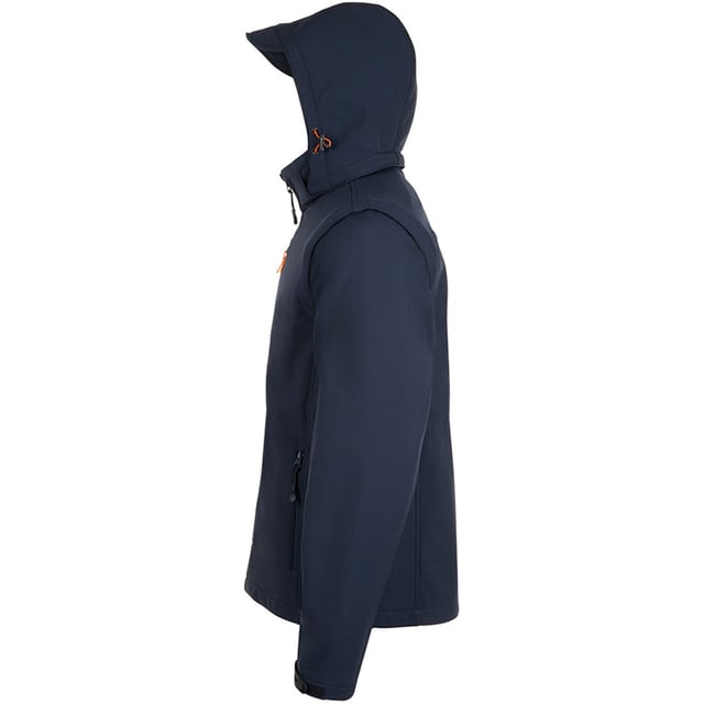 Herren-Jacke. Wasserdicht 8000mm und atmungsaktiv 1000g TPU-Membran. Winddicht. Innenschicht aus Mikrofleece. Abnehmbare, verstellbare Kapuze mit Schirm. Durchgehender Reißverschluss mit innerer Sturmklappe. Abnehmbare Ärmel. Eine Brusttasche mit Reißverschluss und zwei Fronttaschen mit Reißverschluss in Kontrastfarbe. Verstellbare Manschetten. Saum mit Kordelzug. Material: 95% Polyester, 5% Elastan Außen. Herren-Brustumfang (in Zoll): S(36/38), M(38/40), L(41/42), XL(43/44), XXL(45/47).