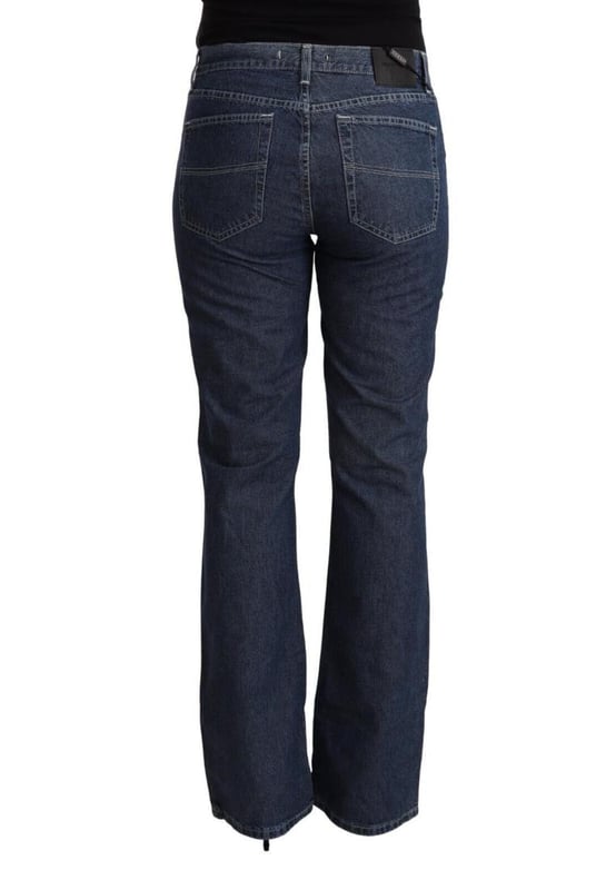 Brand: GF Ferre
  Condition: New with tags
  Material: 100% Cotton
  Color: Blue
  Fit: Flared cut
  Closure: Zipper and button
  Waist: Mid
  Details: Logo embellishments
  Gender: Women