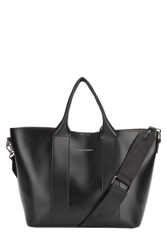 This sophisticated tote can take you from the office to a classy overnight bag, large enough to fit anything from your sleepover essentials to your office books. This sleek, modern design features two grab handles and a detachable and adjustable nylon strap to suit any outfit with your comfort in mind. Features: , CLAUDIA CANOVA debossed logo, Zip top fastening, Detachable shoulder strap, Grab handles, Inner slip and zip pockets Style Ref: 84676 BLACK