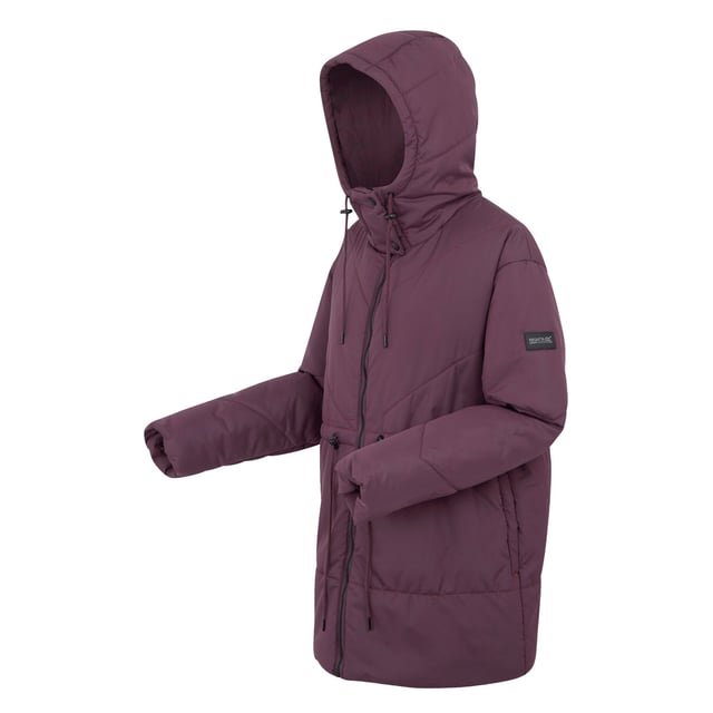 Shell: Polyester. Lining Material: 100% Polyester. Fabric: Baffled, Micro Taslan, Synthetic, Taslan. Lining: Taffeta. Design: Plain. Fabric Technology: DWR Finish, Insulating, Weather Resistant. Neckline: Hooded. Sleeve-Type: Long-Sleeved. Padded, Snug Fit. Cuff: Ribbed. Hood Features: Adjustable, Drawcord, Grown On Hood. Pockets: 2 Lower Pockets. Fastening: Full Zip, Stormflap. Waistline: Adjustable, Drawcord. Sustainability: Eco Friendly, Feather-Free, Made from Recycled Materials. 8 UK: 32 in. 10 UK: 34 in. 12 UK: 36 in. 14 UK: 38 in. 20 UK: 145 in. 22 UK: 48 in. 24 UK: 50 in. 26 UK: 52 in. 18 UK: 43 in. 16 UK: 40 in.