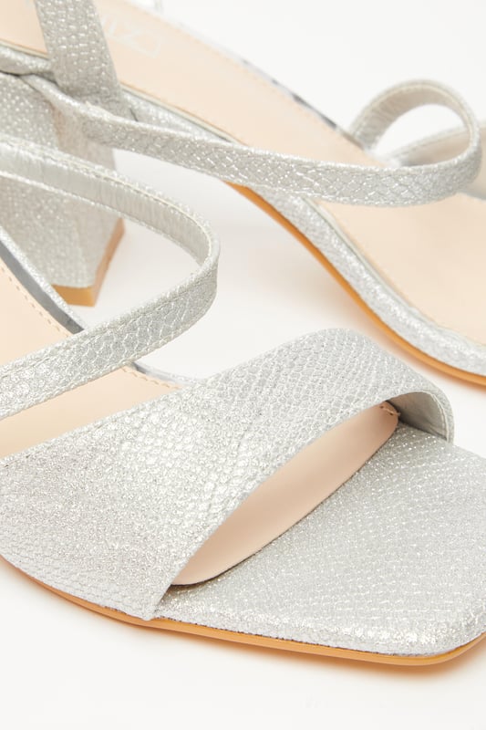 Quiz silver glitter hot sale block heel sandals