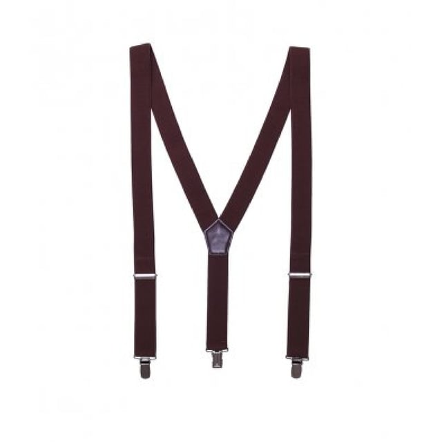Stylish clip on braces for men. Faux leather. Elastic ´Y´ back strap braces. Adjustable with lock buckles. Three non-slip buckles for attachments.