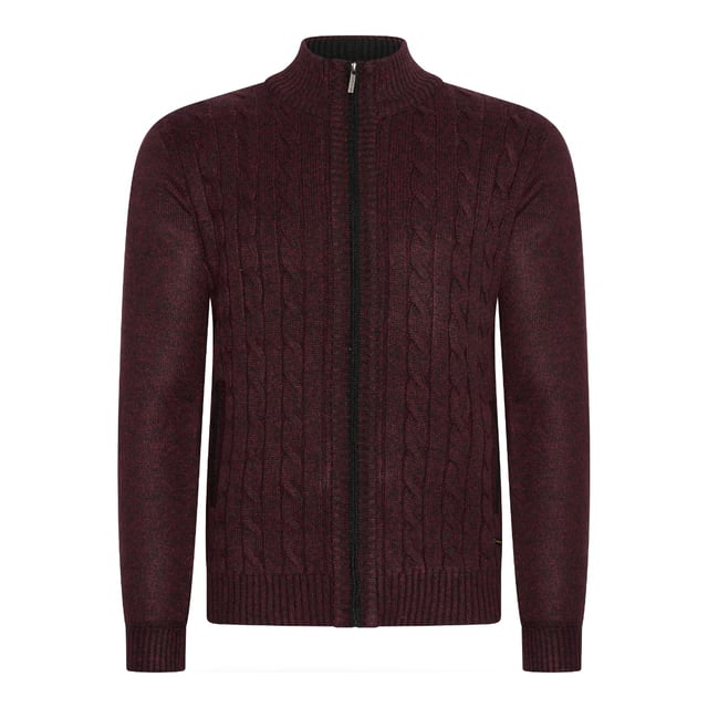 Chaqueta de punto Cappuccino Italia para hombre. El Cable Cardigan está hecho de 100% poliéster y tiene un corte regular.  Marca: Cappuccino ItaliaNombre del modelo: Cable CardiganCategoría: cárdigan para hombreComponentes: poliésterColor: rojo burdeos