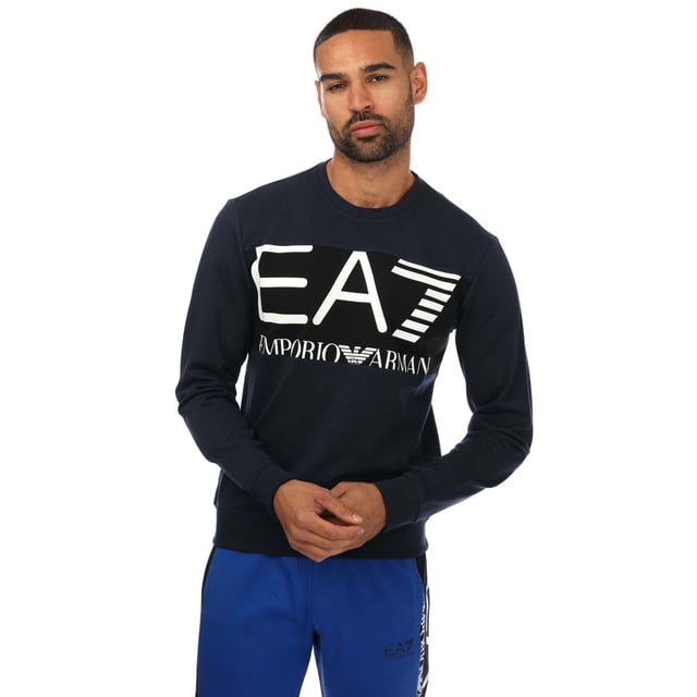 Men s Emporio Armani EA7 Colour Block Sweatshirt in Navy