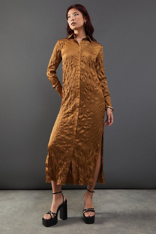 Satin oversized shirt dress 2025