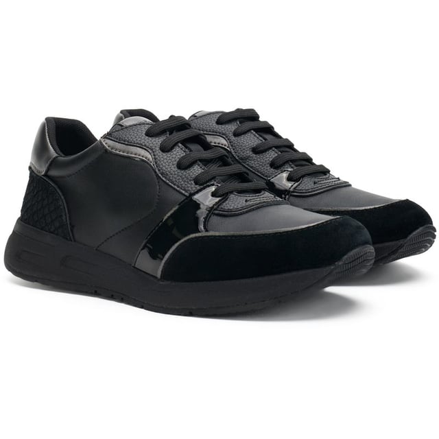 Experience Unmatched Comfort And Style With The Fashionable Geox Bulmya Trainers. The Black Mixed Uppers, Combined With Durable Rubber Soles, Feature Zip And Lace Fastenings For A Perfect Fit. Enjoy All-day Ease With Cushioned Insoles And A Touch Of Glamour From Glossy Accents And A Shimmery Heel. Stand Out With Geox's Signature Flair.