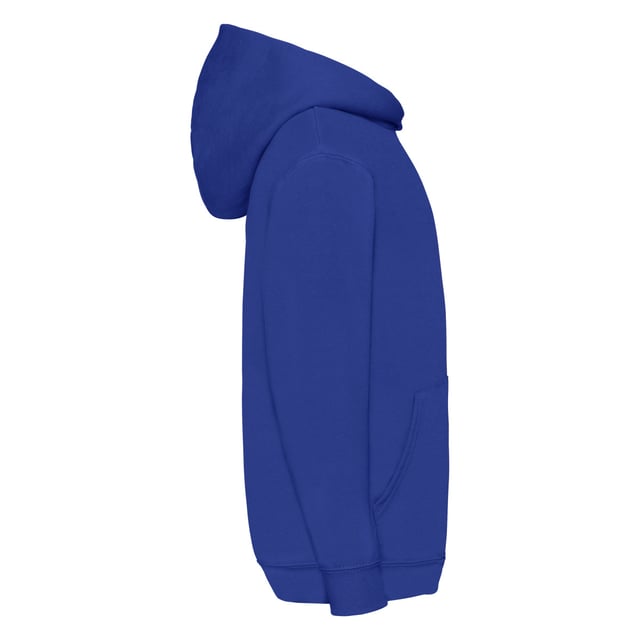 Single jersey back neck tape for comfort.  Double fabric hood without drawcord, in line with European Childrenswear legislation.  Front pouch pocket.  Waist and cuff rib in cotton/elastane for shape retention.  Also available in mens sizes code 62208 and in ladies sizes code 62038. Weight: 280g/m². Fabric: 80% cotton Belcoro® Yarn 20% polyester.