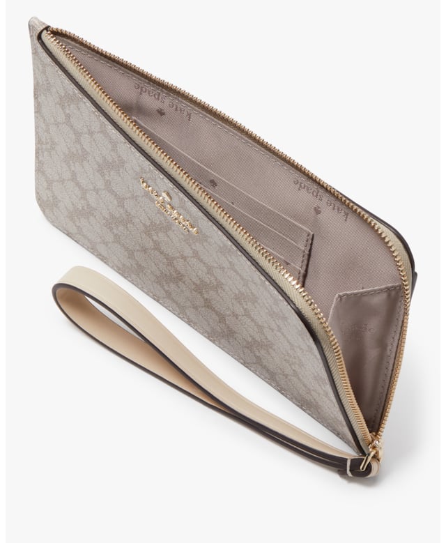 It’S True, This Petite Accessory Has The Perfect Space For Money And Cards. But Feel Free To Throw In Your Lipstick And Chocolate Stash As Well., Lucy Spade Flower Pvc Medium L-Zip Wristlet, Metal Pinmount Logo, 3 Credit Card Slots, Slip Pocket,  Length: 20.00 Cm,  Width: 2.00 Cm,  Height: 12.00 Cm