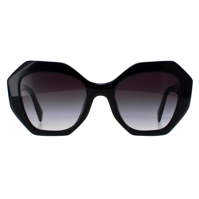 Prada Round Womens Black Grey Gradient PR16WS  Sunglasses are a glamorous design made of high-quality acetate material that ensures durability and comfort. The temples are adorned with the iconic Prada logo, adding a touch of sophistication. These sunglasses are perfect for any occasion, whether it's a day out in the sun or a night out on the town..