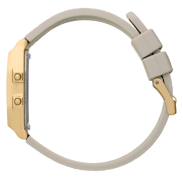 This Ice Watch Ice Digit Retro - Wind Digital Watch for Women is the perfect timepiece to wear or to gift. It's Gold  Square case combined with the comfortable Grey Silicone watch band will ensure you enjoy this stunning timepiece without any compromise. Operated by a high quality Quartz movement and water resistant to 3 bars, your watch will keep ticking. Opt for the nude trend and succumb to the beauty of the ICE digit retro - Wind. This Digital watch has a calendar function: Day-Date , Stop Watch , Dual Time , Alarm and Light High quality 19 cm length and 17 mm width Grey Silicone strap with a Buckle Case measurement: 34 X 34 mm,case thickness: 8 mm, case colour: Gold and dial colour: Grey