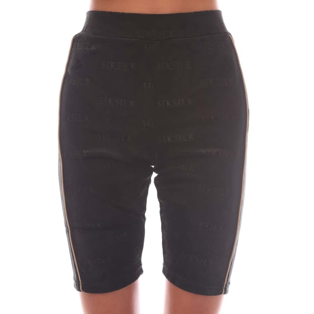 inchBlack Cycle ShortRegular fitSoft touchEmbroidered SikSilk logoVelour panelsGold corded pipingMachine wash94% Polyester 6% Elastane inch