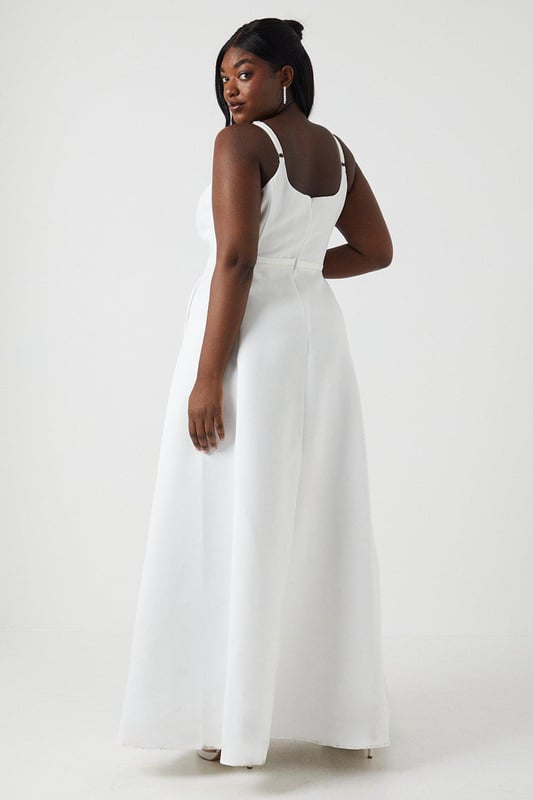 Plus Size Structured Satin Full Skirt Wedding Dress