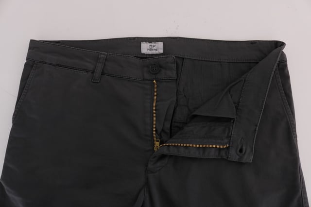 GF Ferre Gray Cotton Stretch Pants Trousers
  100% Authentic and brand new with tags
  Color: Gray
  Fitting: Slim fit
  Two front pockets and two back pockets
  Zipper fly closure
  Logo details
  Material: 97% Cotton 3% Elastane
Material: 97% Cotton 3% Elastane