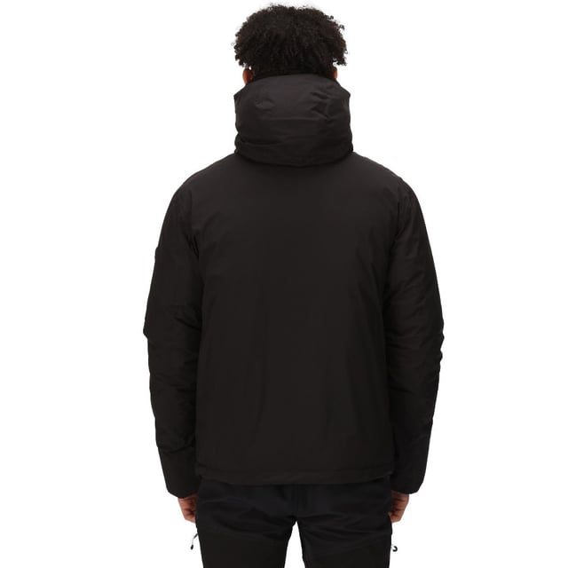 Waterproof and breathable Isotex 8000 recycled 100% polyester stretch fabric. Breathability rating 8,000g/m22/24 hours. Durable water repellent finish. Taped seams. Feather Free - premium recycled synthetic down insulation. Recycled fabric and fill made from approximately 45 plastic bottles (500ml size). Polyamide lining. Grown on hood with adjusters. 2 zipped lower pockets and 1 zipped chest pocket. Inner zipped security pocket. Internal stormcuffs. Adjustable shockcord hem.