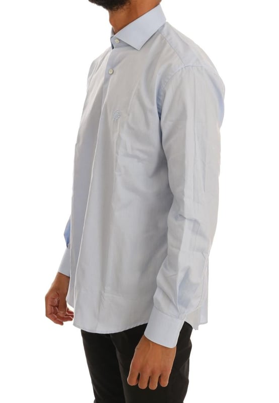 Cavalli Men's Light Blue Cotton Slim Fit Dress Shirt Cavalli Men's Light Blue Cotton Slim Fit Dress Shirt