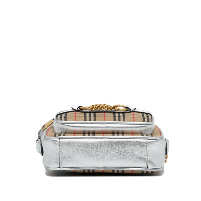The 1983 check link bag with leather trim top