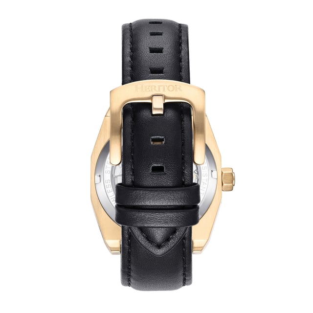 Kast van 316L chirurgisch roestvrij staal, automatisch uurwerk met juwelen, 22 juwelenlagers, gangreserve van 36 uur, slagen per uur (BPH): 21.600/uur, mineraalglas met saffiercoating, skeletkleurige wijzerplaat, kijkachterkant om het uurwerk te bekijken, kroon van roestvrij staal met gegraveerd logo, band van echt leer, sluiting van roestvrij staal met gegraveerd logo, lichtgevende wijzers van Super-LumiNova, lichtgevende markeringen, kastbreedte van 37 mm, polsomtrek van 170-220 mm, waterbestendigheid tot 3 ATM.