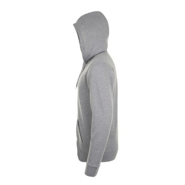 Mens hoodie. Drop shoulder style. Brushed back fleece. Hood with self fabric drawcord. Full length front zip. Two front pockets. Ribbed cuffs and hem. 260gsm. Fabric: 50% Cotton, 50% Polyester. Mens Chest (to fit inches): S(36/38), M(38/40), L(41/42), XL(43/44), XXL(45/47).