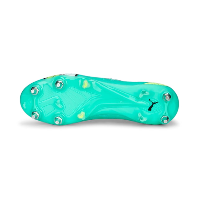 PRODUCT STORY: ULTRA - Not even you knew you could be this fast. Turn seconds into records with the ULTRA ULTIMATE football boot. Lighter means quicker, so the ULTRAWEAVE upper material makes every gram and every second count. The dual-density SPEEDPLATE tooling is inspired by PUMA’s track running heritage (fast), made of high-performance PEBA material (light), and optimized for direct-speed stability and propulsion (sweet). Ultra-light. Ultra-fast. ULTRA ULTIMATE. FEATURES & BENEFITS : Recycled content: The upper of this shoe is made with at least 20% recycled materials as a step towards a better future; ULTRAWEAVE: Ultra-light, engineered fabric with a structured, 4-way stretch that reduces weight and friction. Built for athletes looking to increase speed and strength; PWRTAPE: Targeted upper reinforcement for support and durability; SPEEDPLATE: Dual-density outsole for next-level traction and propulsion.DETAILS : Lightweight removable sockliner with NanoGrip technology keeps the foot from slipping inside the boot; MxSG: Mixed soft ground outsole; Suitable for use on soft natural surfaces.