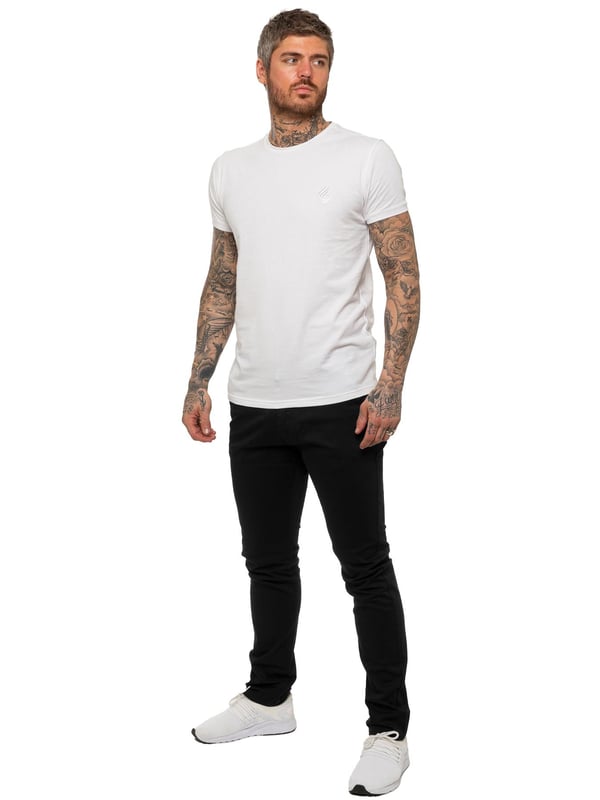 Enzo Mens Designer Skinny Stretch Chinos. Coupe slim stretch. 2 poches avant, 2 poches arrière. Braguette zippée