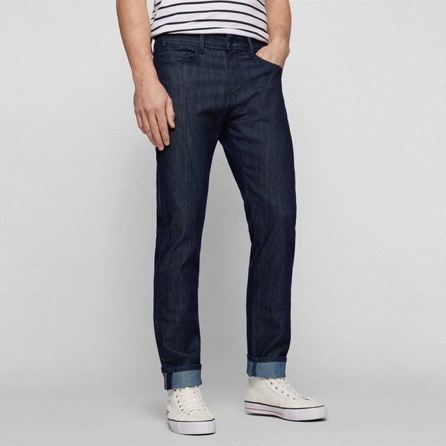 Mens Boss Delaware3 Slim-Fit Jeans in navy.- Zip fly and button fastening.- 5 pocket design.- BOSS logo patch on the rear.- Slim fit.- Ref: 50467703413