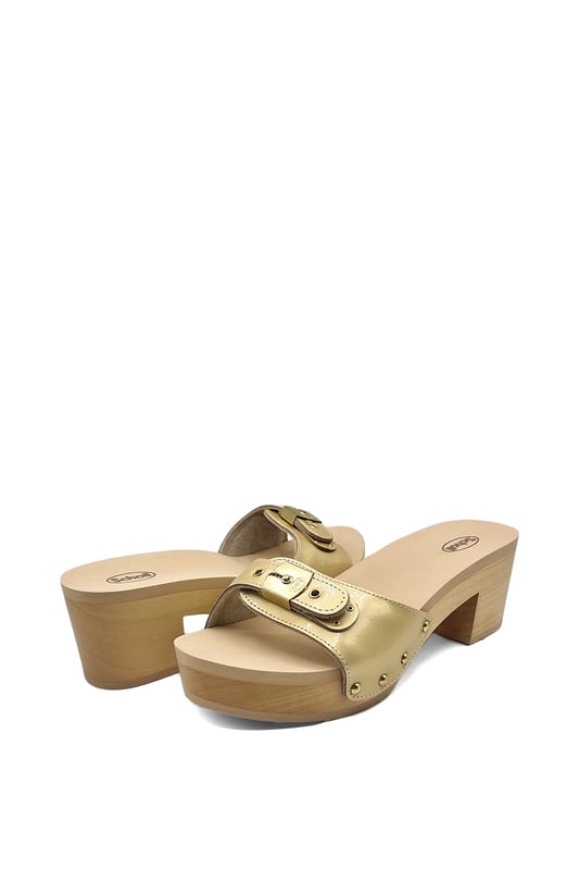 Scholl pescura sale heel wooden sandal