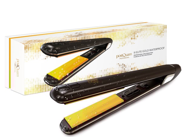 ELITE GOLD
WATERPROOF
Plancha profesional con placas de cerámica de última
generación que se adaptan perfectamente a la superficie
del cabello húmedo o seco. Su display digital permite
seleccionar el calor idóneo a cada tipo de trabajo. Desde
120º hasta 230º.
CARACTERÍSTICAS
- Diseño profesional.
- Placas basculantes de cerámica.
- Tamaño de la placa: 93 x 25 mm.
- Temperatura máxima 230º.
- Resistente a la humedad.
- Tecnología infrarroja e iones negativos.
- AC 220-240 V~ 65 W.
- Cable con giro 360º.
- Display digital.
- Peso: 356 gr.
- Longitud del cable: 253 cm.
- Dimensiones: 325 x 114 x 33 mm.
- Unidades caja: --.
- Cajas por palet: --.